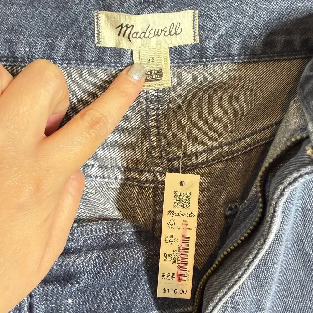 90s vintage style Madewell Denim Mini Skirt Hodgeman Wash size 32 NWT cotton - Picture 7 of 10